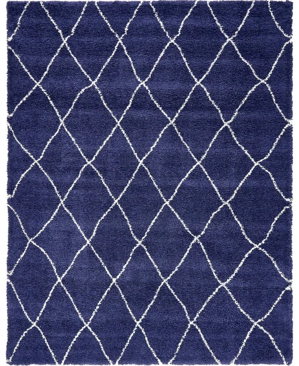 Unique Loom Trellis Rabat Shag Area Rug (8& x 10& - Navy Blue)