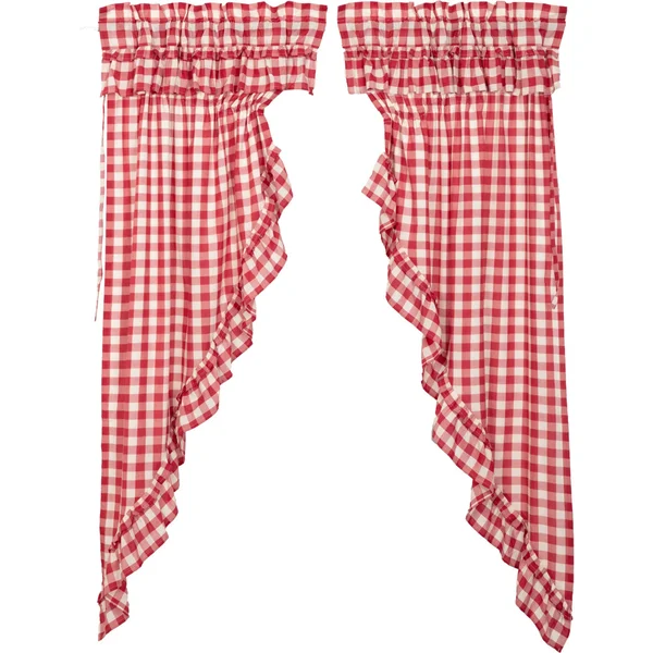 Annie Buffalo Check Ruffled Short Prairie Panel Set Red
