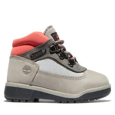 Timberland Field Mid Grey/Red Toddler Boys& Boot Shoes, Size: 4, Leather/Plastic/Steel