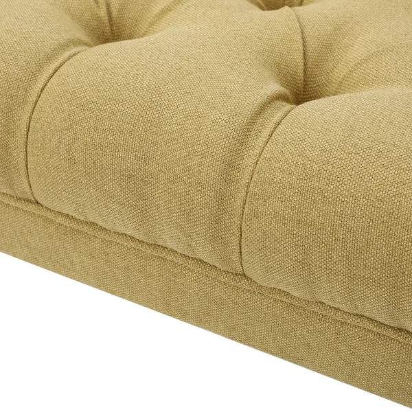 Colette Deep Red Tufted Fabric Ottoman Bench