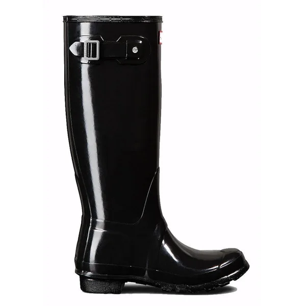 Hunter Women's Original Tall Gloss Rain Boot, Size: 5, Black