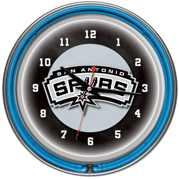 NBA Chrome Double Ring Neon Clock San Antonio Spurs