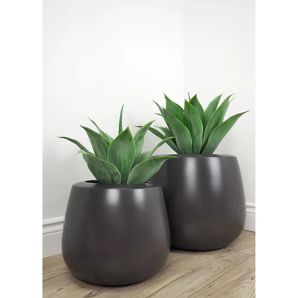 15x22 Belly Matte Planter - Black - Le Present - Concrete Gray