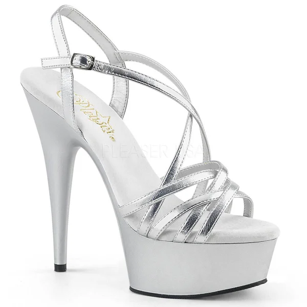 Pleaser DELIGHT-613, 6x22 Criss-Cross Strap Sandal - Red 13