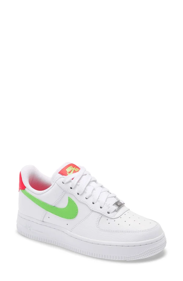 Nike - Women's Air Force 1 Low &07 (White, Laser Crimson, Green Strike)