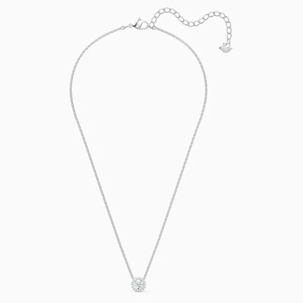 Swarovski Angelic Round Pendant - White, Rhodium Plated