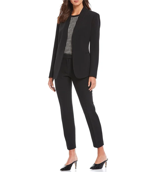 Anne Klein Crepe Bowie Slim-Fit Pants - Black 12