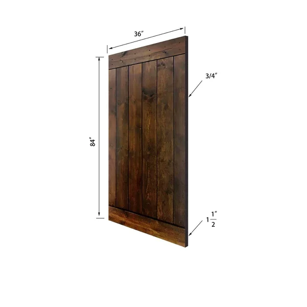 Akicon Paneled Wood Dark Brown Barn Door with Hardware Kit -Single Door - 42x22 - x Style