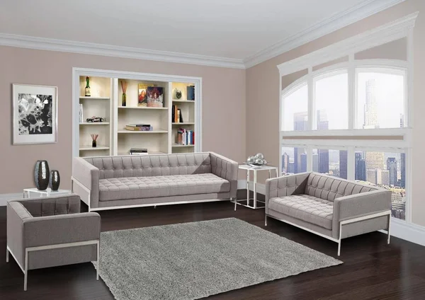 Armen Living Andre Modern Gray Microfiber Accent Chair Stainless Steel - LCAN1GR