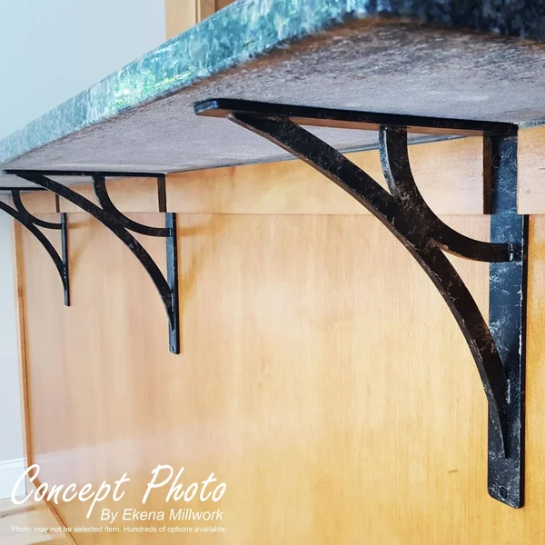 1 1/2x22W x 12x22D x 15x22H Bradford Wrought Iron BRACKET - (Single Center brace), Antiqued Brass