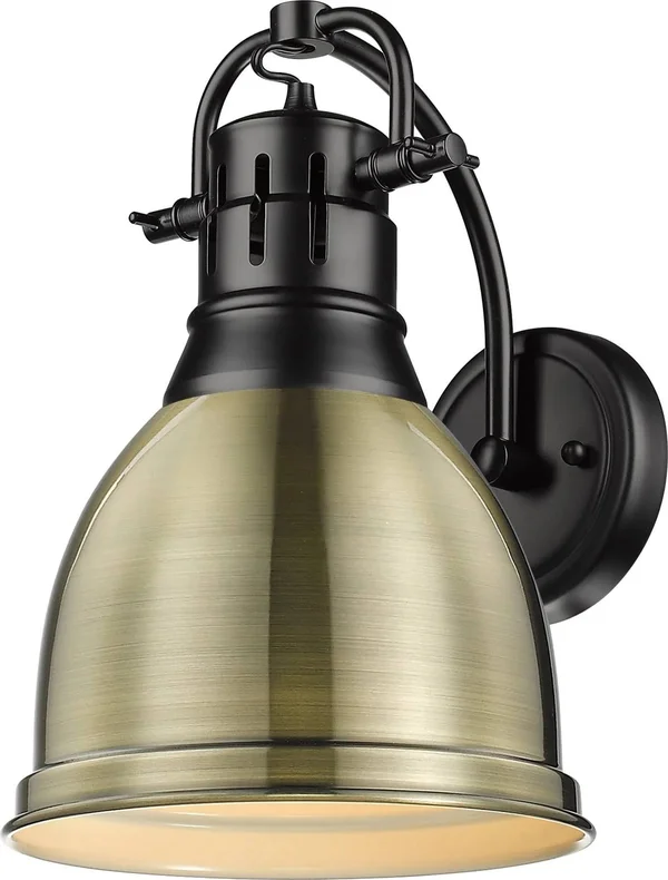 Golden Lighting 3602-1W BLK-AB Duncan 1-Light Wall Sconce in Matte Black