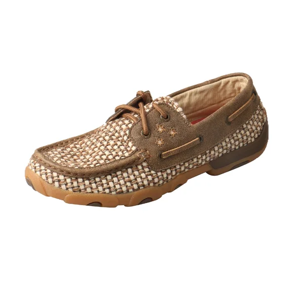 Twisted x Women's WDM0110 Driving Moc, Bomber/Ivory Canvas/Leather