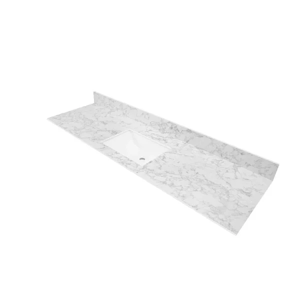 THINSCAPE 73 in. W x 22 in. Vanity Top in Volakas Marble with Single White Sink and 4 in. Faucet Spread