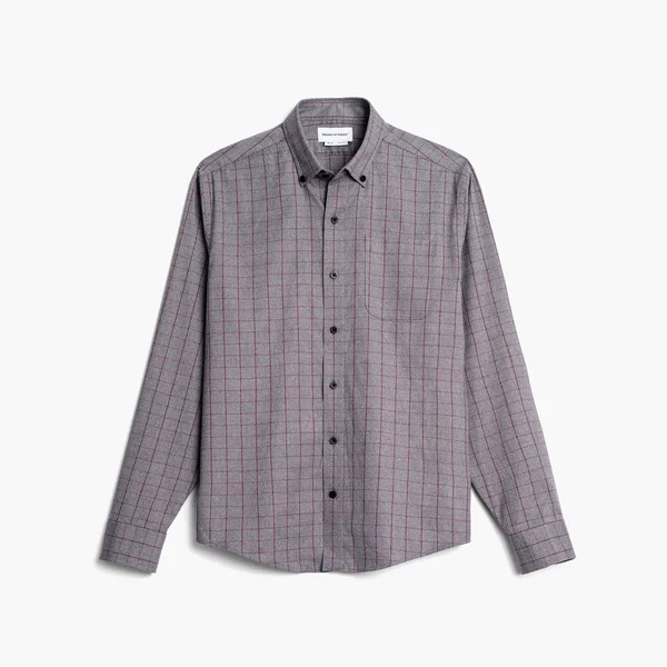 Most Comfortable - Easy Fit Performance Dress Shirts - Men's Aero Lightweight Flannel Button-Down - Grey Heather Merlot, Slim