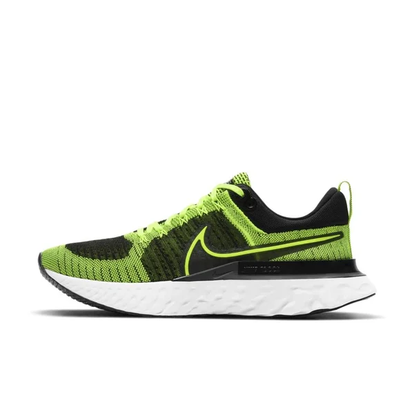 Nike React Infinity Run Flyknit 2 Volt/Black Men's Running Shoes, Size: 8.5