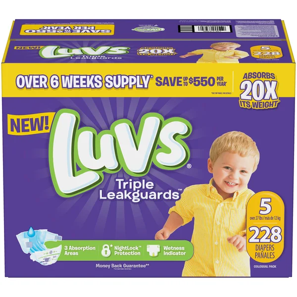 Luvs Triple Leakguards Diapers Size 5 - 228 ct