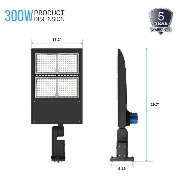 LEDMyplace 300W LED Outdoor Pole Light with Photocell 5700K Universal Mount Garden Lights