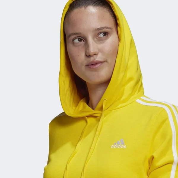 Adidas Women's Essentials 3-Stripes Cropped Hoodie, Small, Yellow