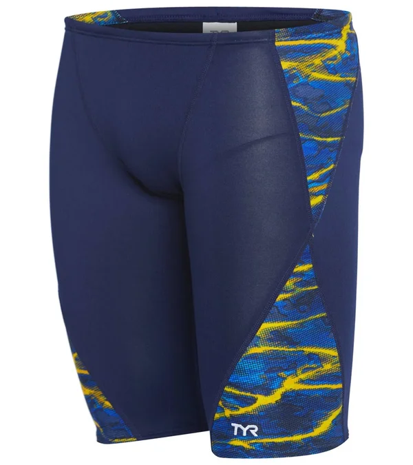 TYR SAMBS7A Men's Lambent Blade Jammer Swimsuit - Navy/Gold - 34