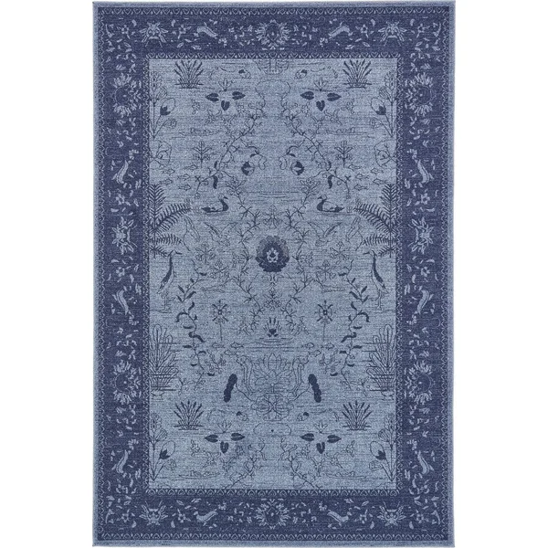 Unique Loom Floral La Jolla Area Rug (6& x 9& - Blue)
