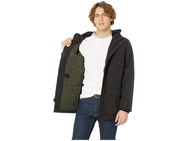 Levi&s Hooded Drawcord Waist Parka Jacket - Black at Nordstrom Rack