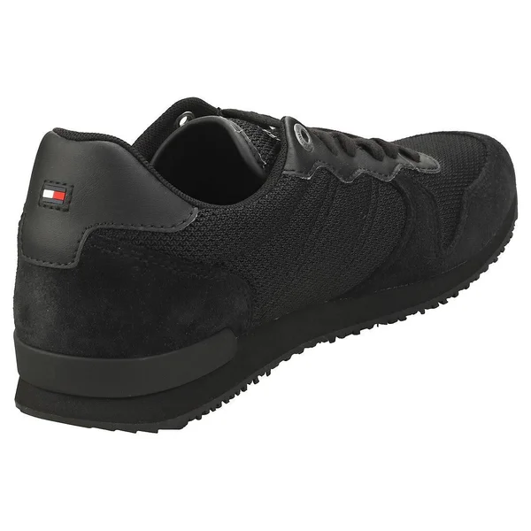 Tommy Hilfiger Iconic Material Mix Black White Red Mens Trainers, 8 UK