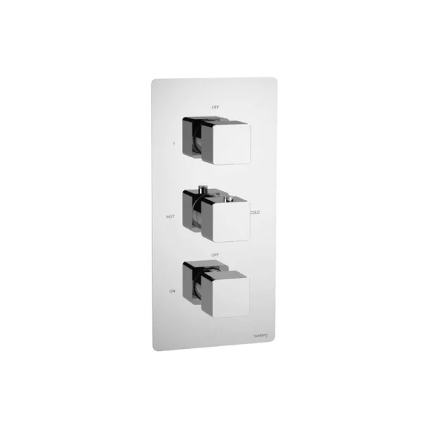 Isenberg 196.4501PN 3/4x22 Thermostatic Valve 3 Output with Volume Control and Trim Shared Port Operation Polished Nickel