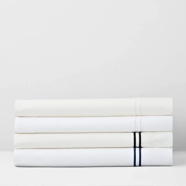 Sferra Grande Hotel Flat Sheet, Twin - White/Cornflower