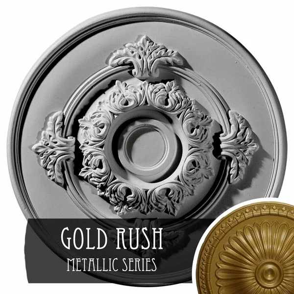 13 3/4x22OD x 1x22P Monique Ceiling Medallion (Fits Canopies Up to 3 3/4x22), Hand-Painted Gold