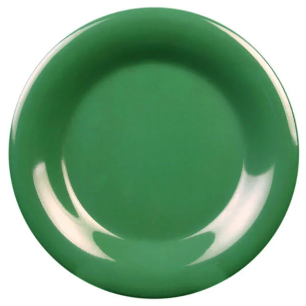 Green 6 1/2x22 Wide Rim Plate, Melamine, Pack of 6, 2 Packs