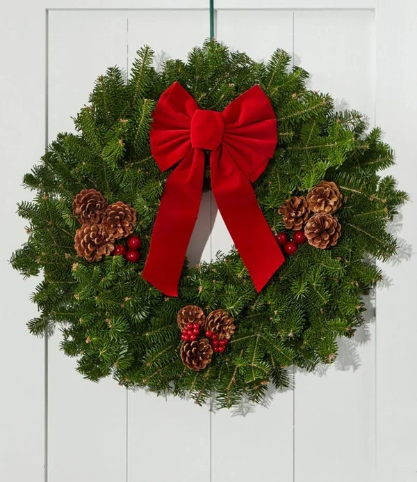 Traditional Christmas Balsam Wreath, 24x22 Multi Color, L.L.Bean