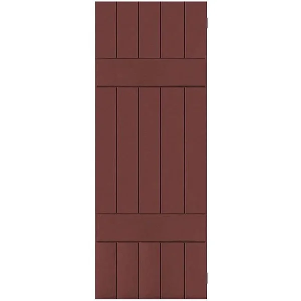 Ekena Millwork 18 in. x 55 in. Exterior Real Wood Pine Board & Batten Shutters Pair Cottage Red