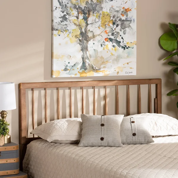 Baxton Studio Valin Modern and Contemporary Ash Walnut Finished Wood Full Size Headboard