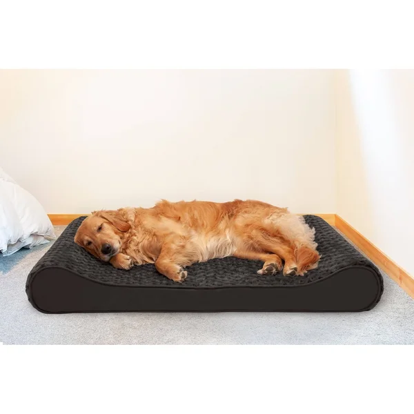 FurHaven Pet Bed - Cooling Gel Ultra Plush Luxe Lounger Dog Bed - Chocolate - Giant