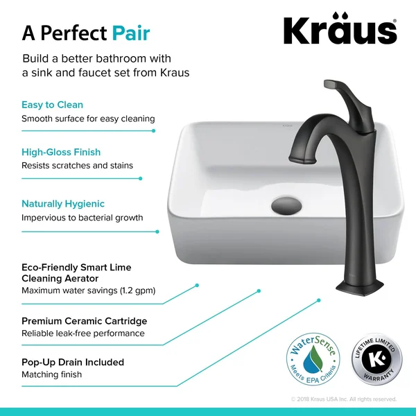 Kraus C-KCV-121-1200ORB Elavo Sink Faucet Bathroom Set - Oil Rubbed Bronze - Arlo