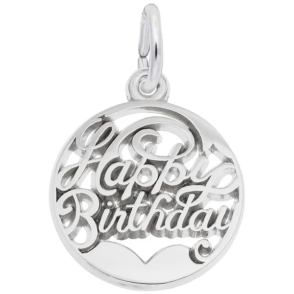 Rembrandt Happy Birthday Charm - 14K White Gold