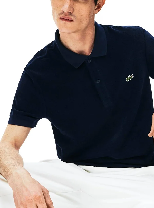 Lacoste Cotton Fleece Blend Regular Fit Polo Shirt, Navy| PH5474-166