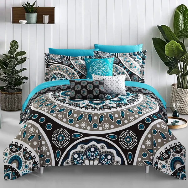 Chic Home Mornington 10-Piece Comforter Bedding Set, Black, Queen