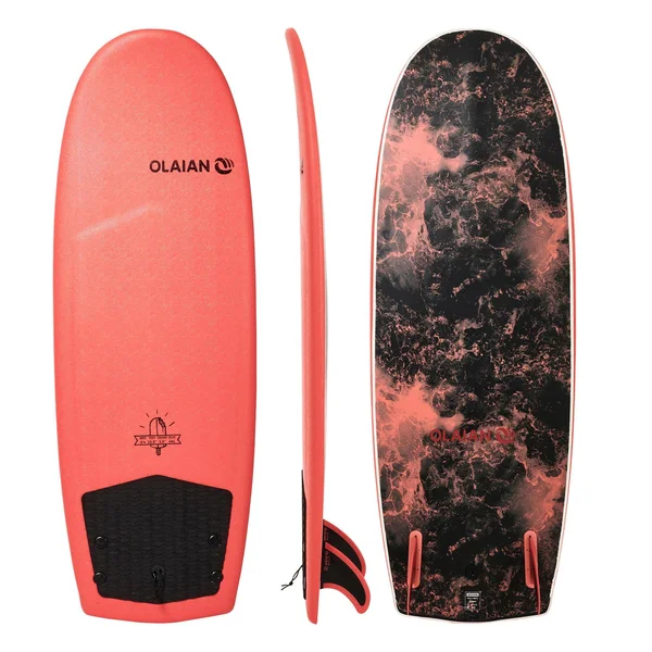 Olaian 900, 5&4 Foam Surfboard with 2 Fins in Orange