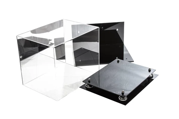 Versatile Deluxe Acrylic Display Case - Large Rectangle Box with Silver Risers Mirror and Wall Mount 14.5 inch x 11 inch x 12 in
