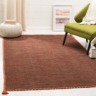 Amaral Handwoven Flatweave Cotton Orange/Black Area Rug Dakota Fields Rug Size: Rectangle 8' x 10'