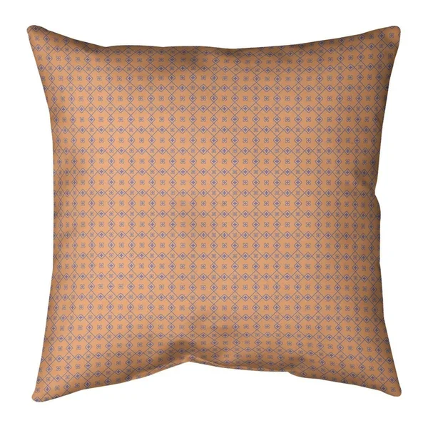 Orange Feature Two Color Doily Pattern Throw Pillow - 20 x 20 - Orange & Blue - Faux Suede