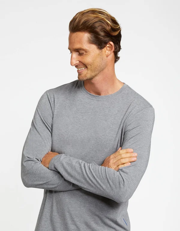 Sun Protective Long Sleeve T-Shirt for Men - UPF 50+ Sun Protection Dark Grey Marle