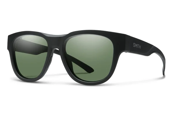 Smith Rounder Sunglasses Matte Black ChromaPop Polarized Gray Green