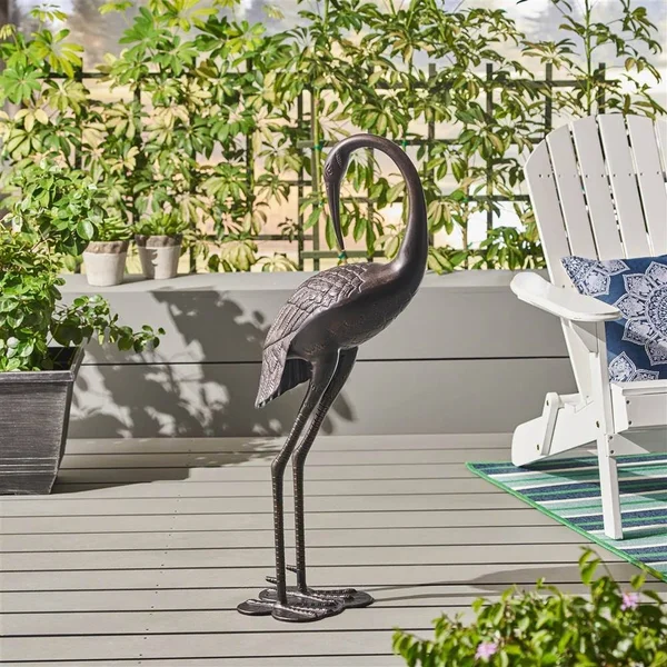 Scarlet Outdoor 39 inch Cast Aluminum Crane Statue by Christopher Knight Home