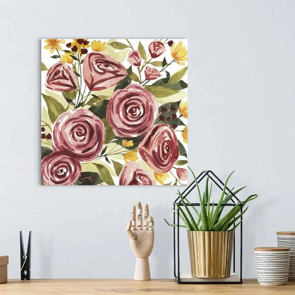 Rouge Bouquet II, Canvas Wall Art, 16x16, Great Big Canvas
