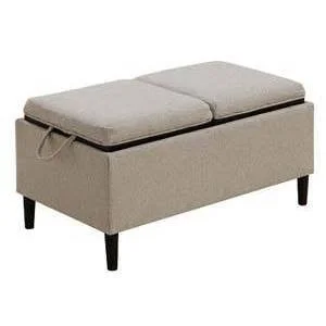 Designs4Comfort Magnolia Storage Ottoman with Fabric Trays Soft Beige - Breighton Home