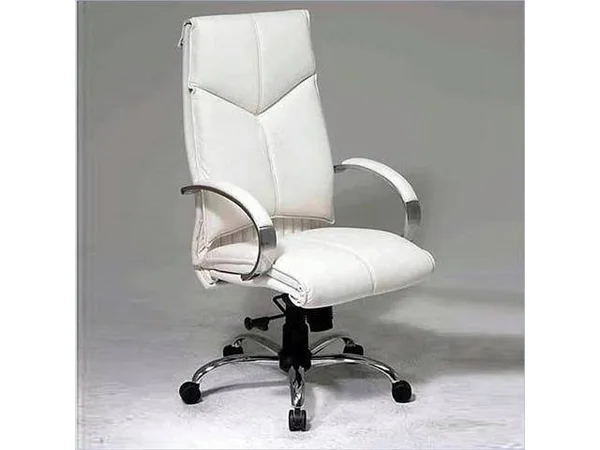 Office Star Deluxe High Back White Executive Leather Chair 7270
