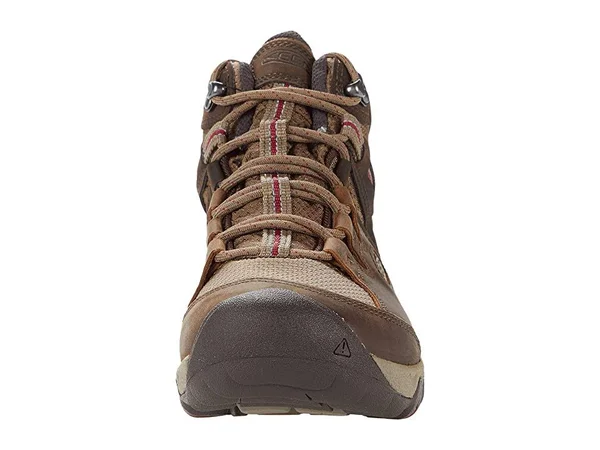 Keen Women's Waterproof Steens Leather Boot Size 5, in Toasted Coconut/Tibetan Red