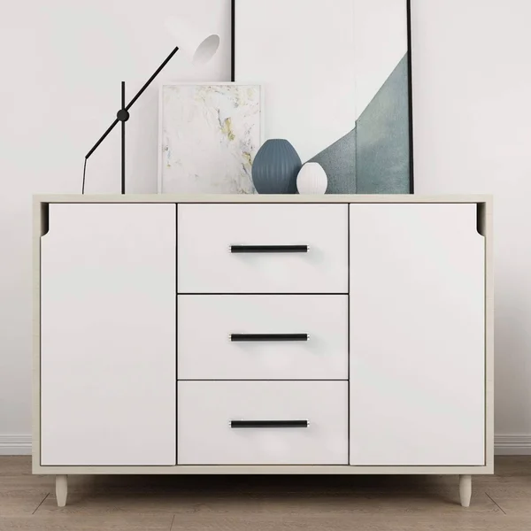 Fulgente European Modern Cabinet Pulls, Stainless Steel Kitchen Cabinets Hardware Drawer Handles Flat Black with Brushed Nickel